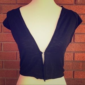 Urban Outfitters Lux Black Cropped Vest/Shrug